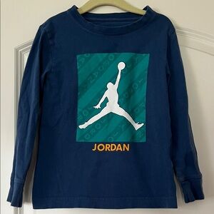 Jordan | (3-4Y) Kids Blue Long Sleeve Tee with Jordan Graphic